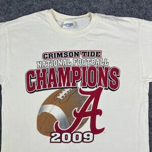 RuppShirts T-Shirt Mens Size M White Crimson Tide 2009 Football Champs Graphic